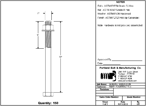 Custom Submittal Drawings - Portland Bolt