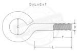 Dimensioned Closed Eye Bolt