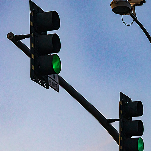 Light Pole and Traffic Signal